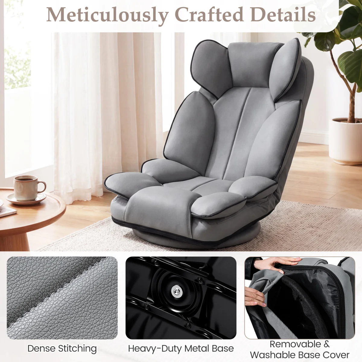 360 Degree Folding Lazy Lounger Couch-Grey - Grey – image 10