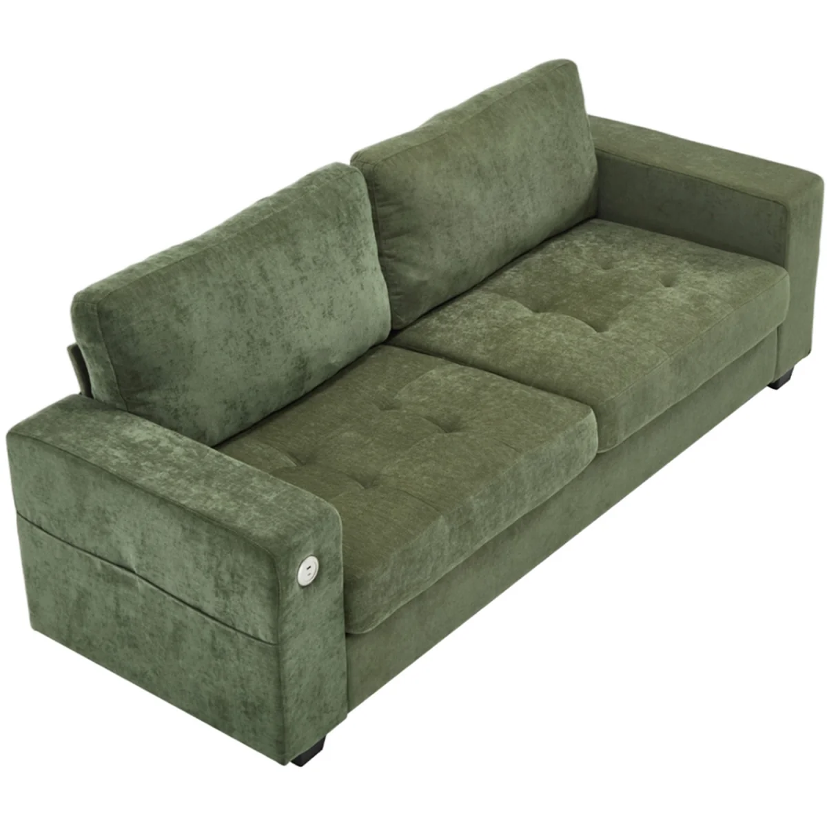 Modern Chenille Sofa with Built in Power Outlet - Green – image 4