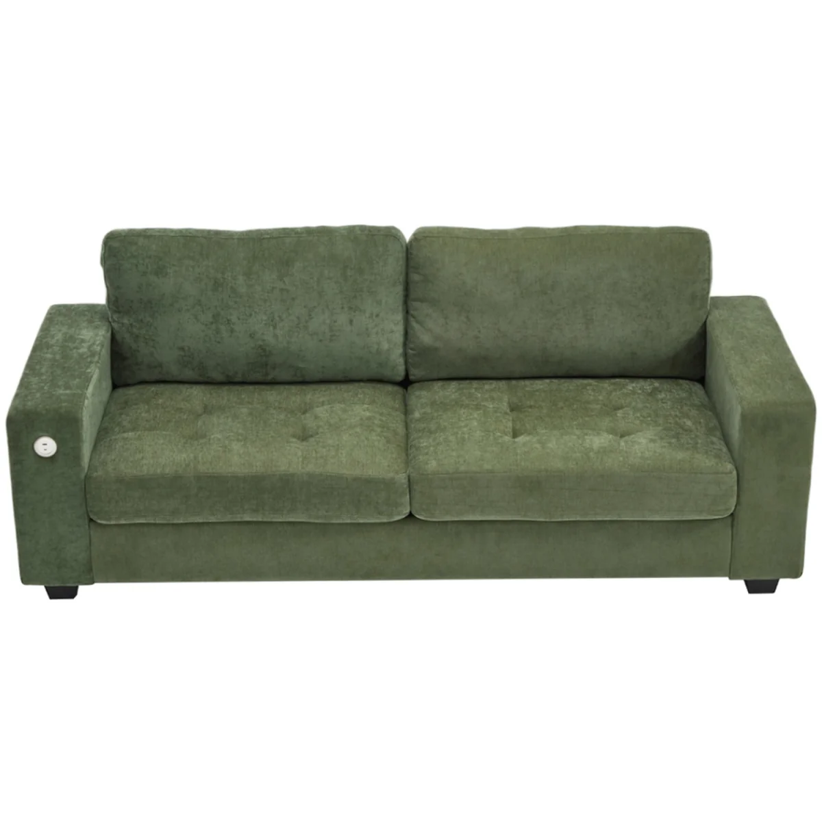 Modern Chenille Sofa with Built in Power Outlet - Green – image 5