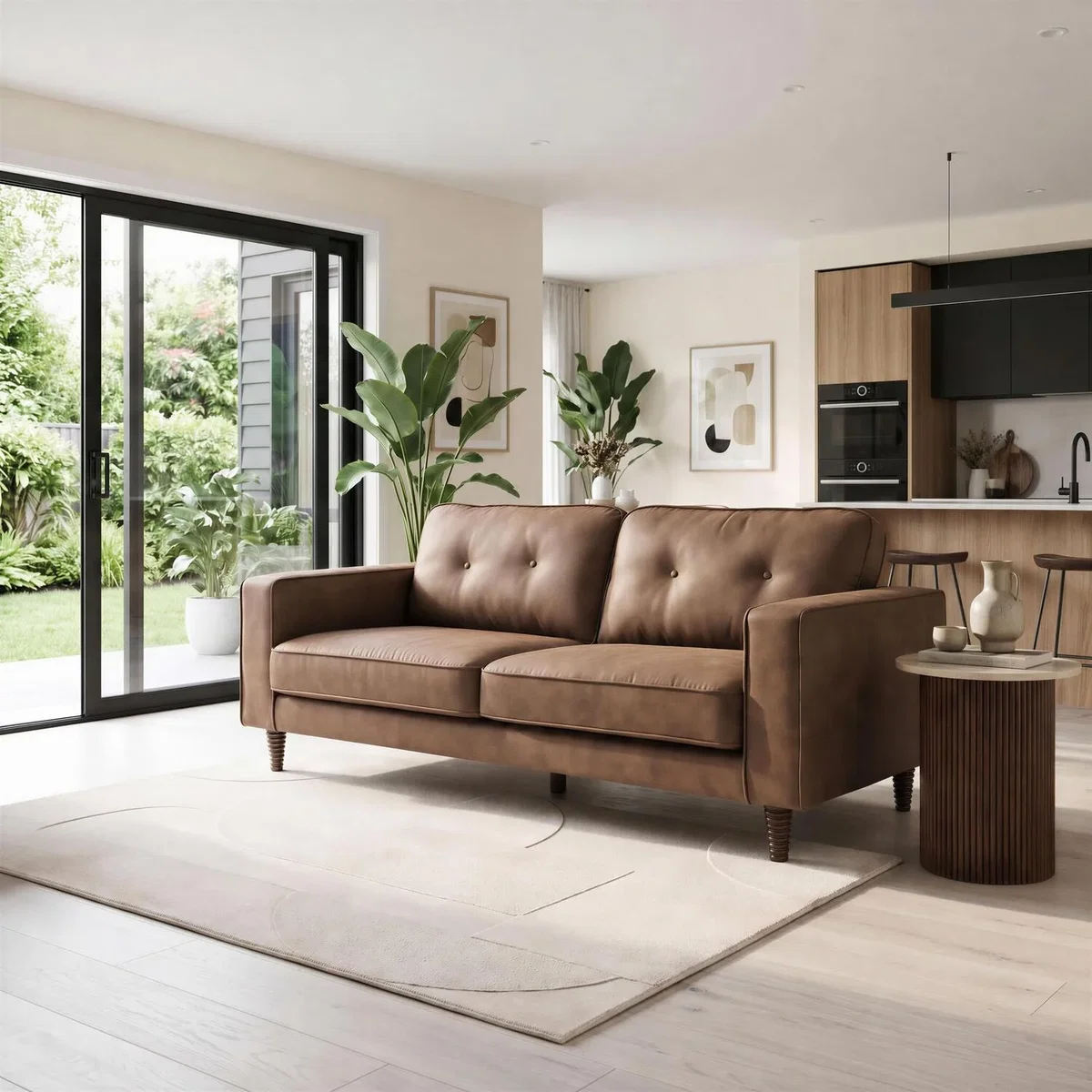Jasper Faux Leather 3 Seater Sofa - Brown – image 3