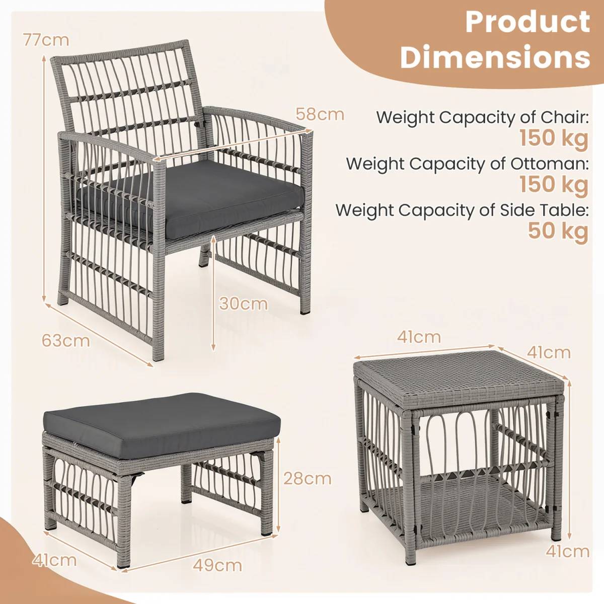 5 Piece Patio Wicker Sofa Set – image 3
