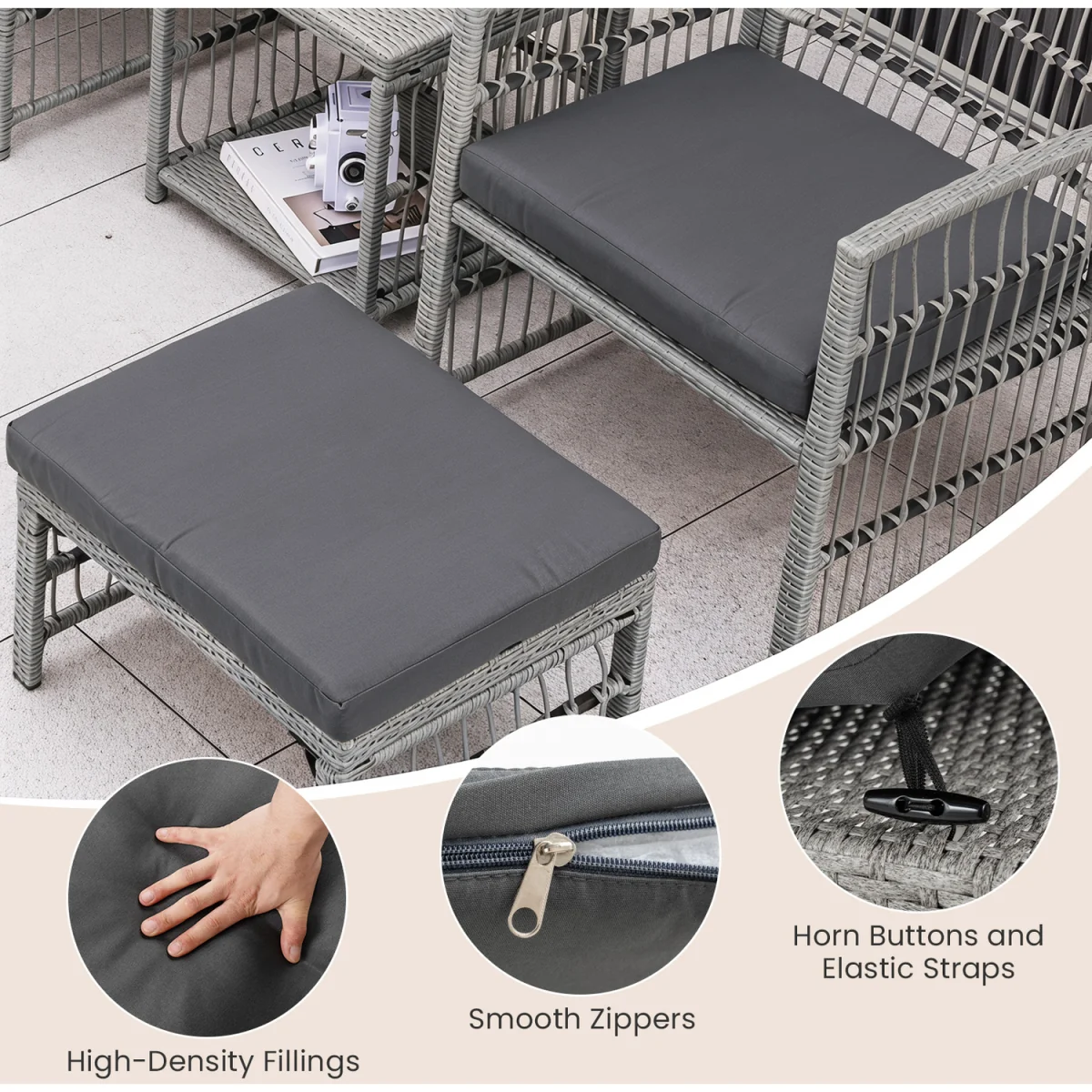 5 Piece Patio Wicker Sofa Set – image 6
