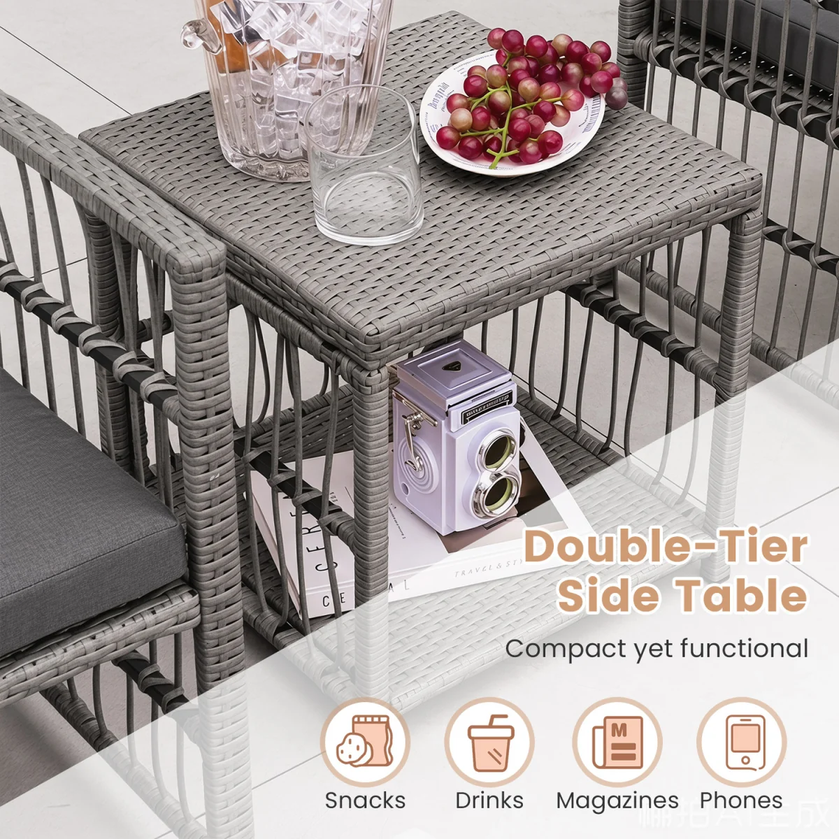 5 Piece Patio Wicker Sofa Set – image 8