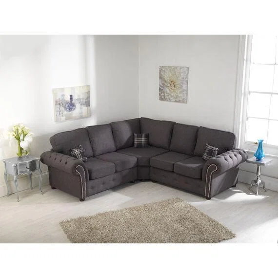 Benson Chenille Grey Sofa Full Back 2 Plus 2 - Grey