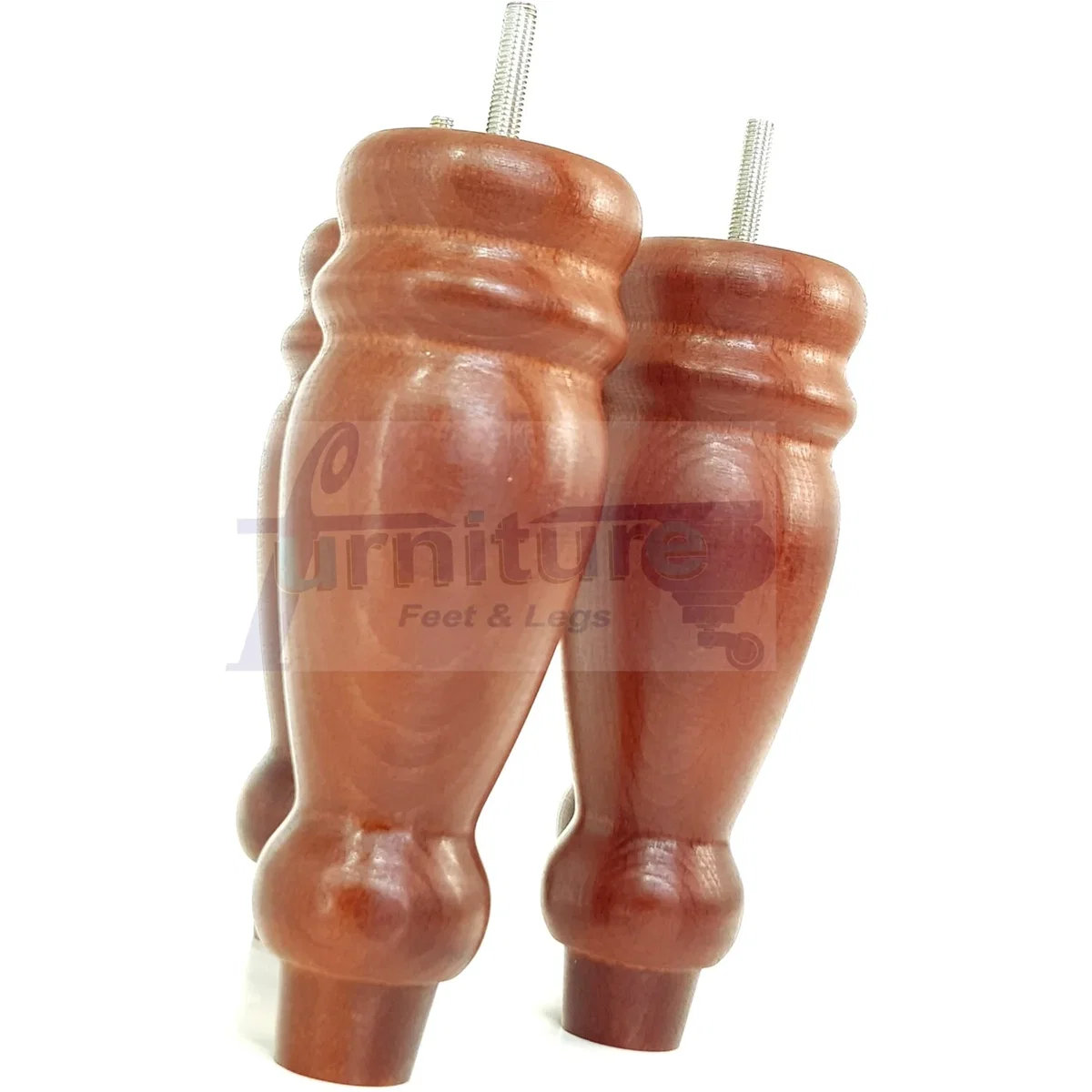 Set Of 4 Turned Furniture Legs Replacement Sofa Feet 200mm Hight M8 Thread: Oak Washed - Burnt Oak Wash – image 15