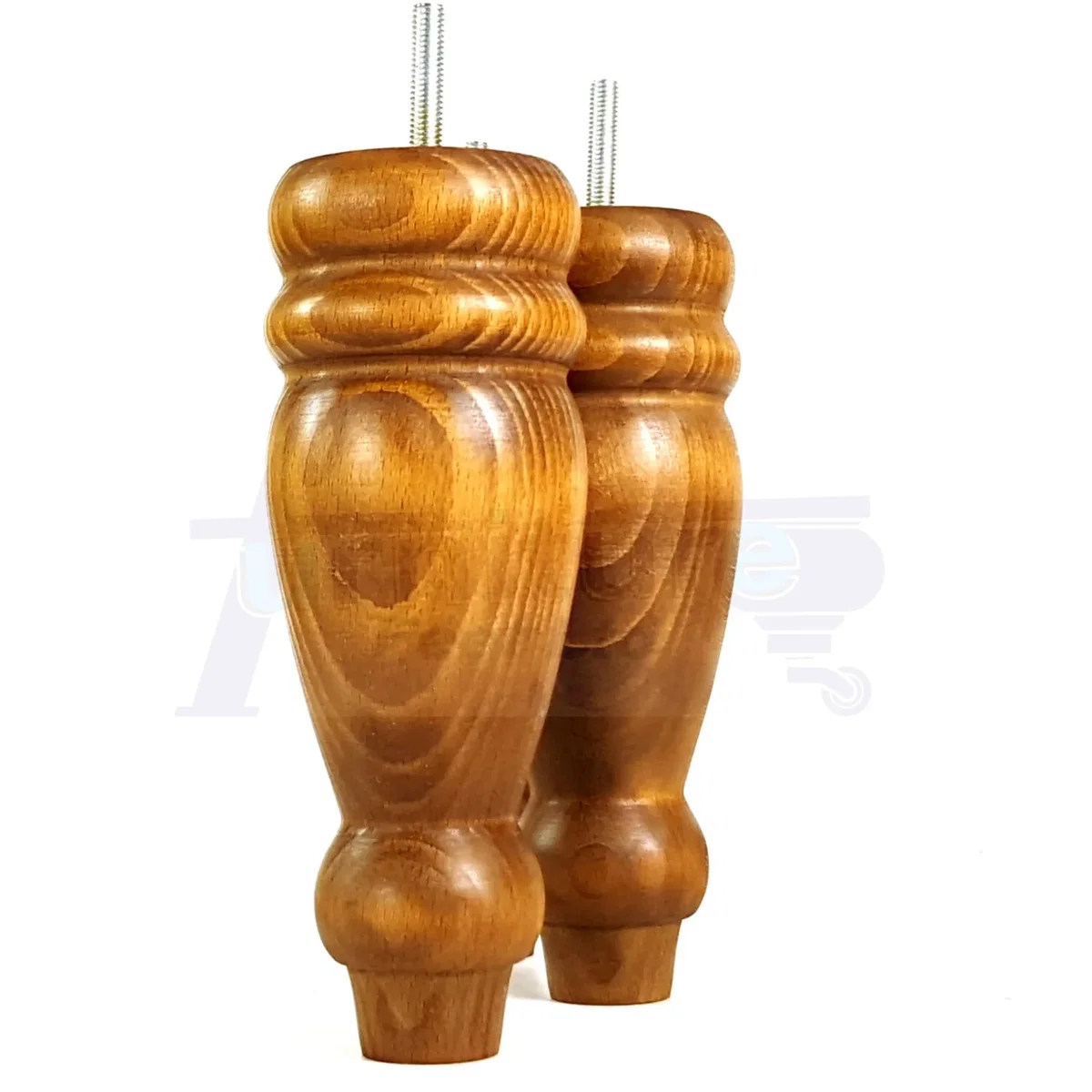Set Of 4 Turned Furniture Legs Replacement Sofa Feet 200mm Hight M8 Thread: Oak Washed - Burnt Oak Wash – image 18