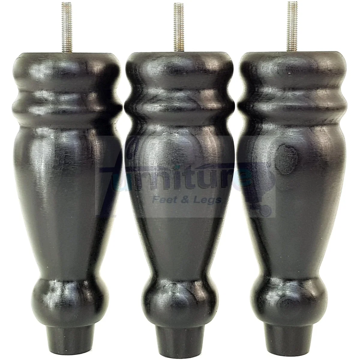 Set Of 4 Turned Furniture Legs Replacement Sofa Feet 200mm Hight M8 Thread: Oak Washed - Burnt Oak Wash – image 3