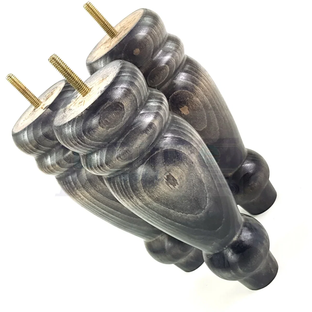 Set Of 4 Turned Furniture Legs Replacement Sofa Feet 200mm Hight M8 Thread: Oak Washed - Burnt Oak Wash – image 10