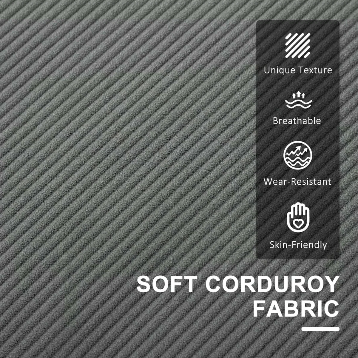 Sono Vare Corduroy Grey Compact 2-Seater Sofa, Natural Wooden Legs – image 6