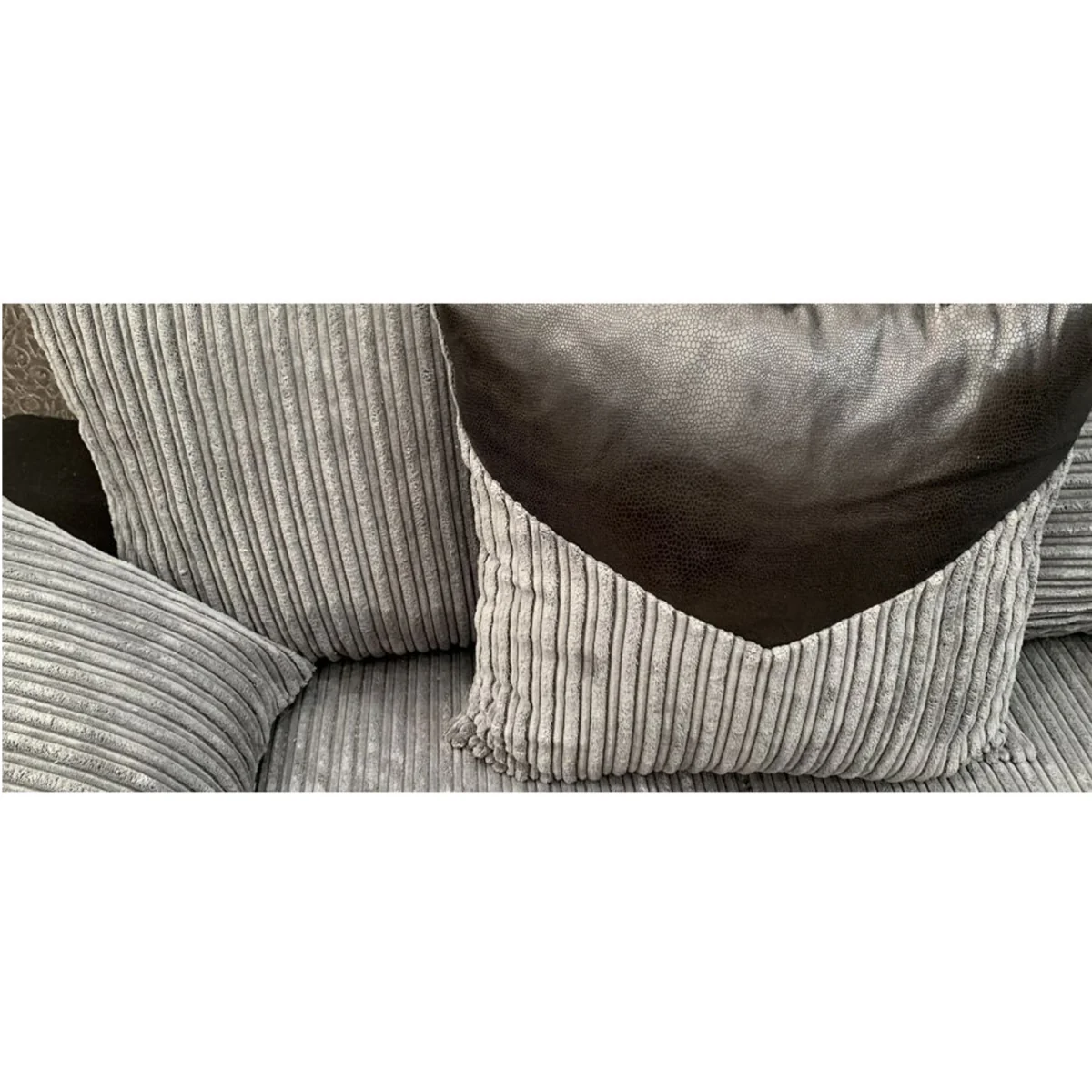 DINO Jumbo Cord Fabric 2 Seater Sofa - Black & Grey – image 2