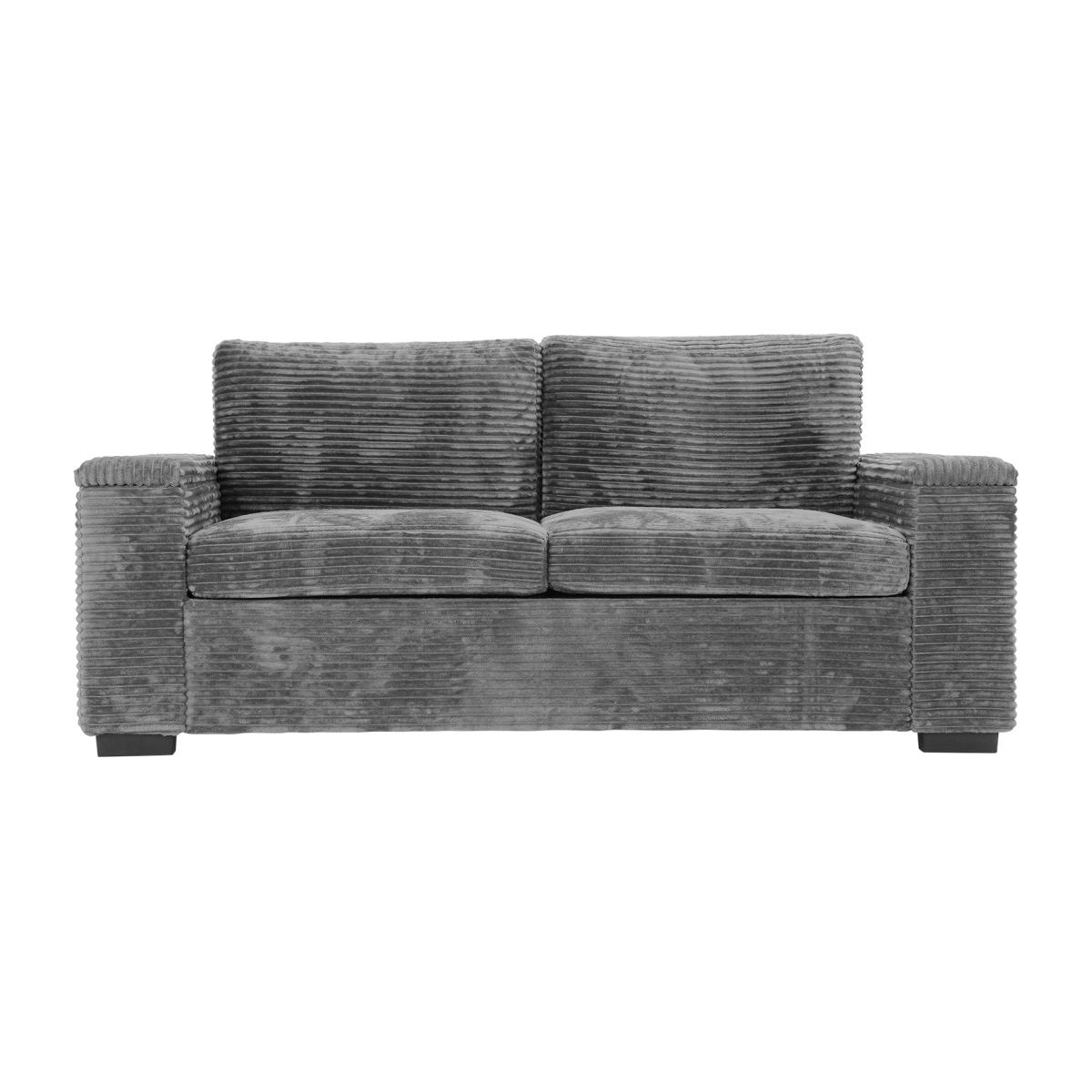 Corduroy Thick Armrest Sofa with Storage - Grey