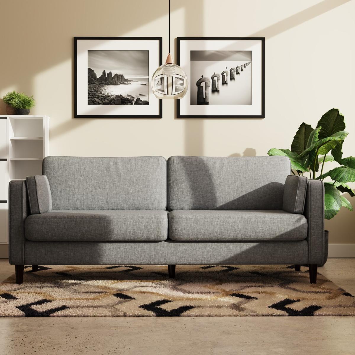 Snowdonia 3 Seater Cushion Back Sofa - Light Grey - Silver – image 2