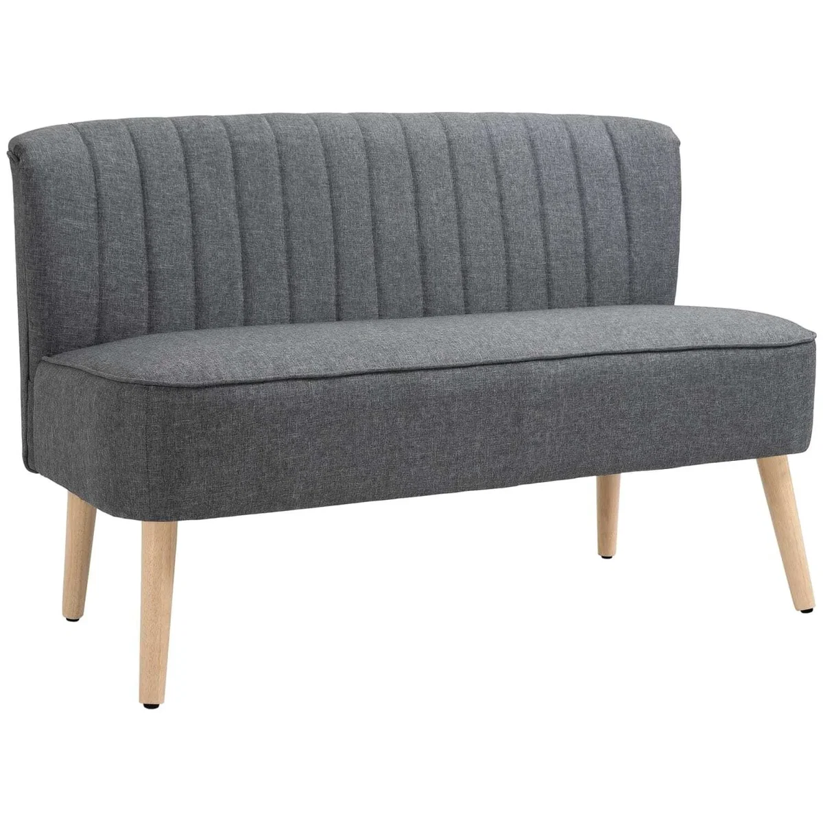 Coliba Fabric Grey Compact 2-Seater Sofa - Padded Seat, Wooden Legs – image 3