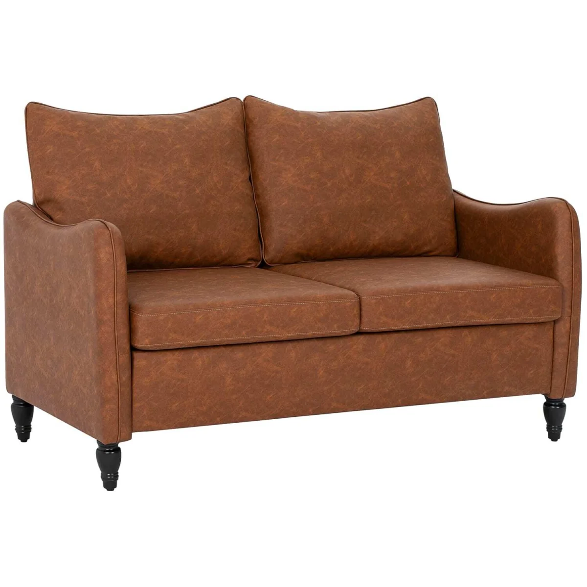 Mipa Brown Faux Leather Marble-Effect 2-Seater Sofa – image 2