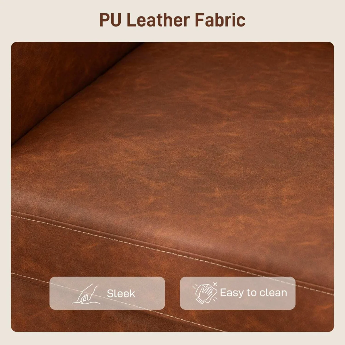 Mipa Brown Faux Leather Marble-Effect 2-Seater Sofa – image 7