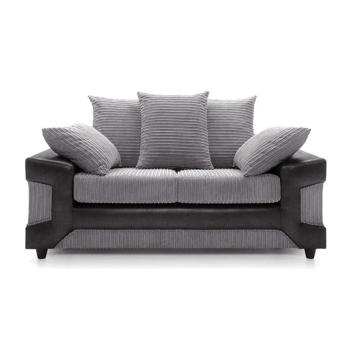 Derby Jumbo Cord 2 Seater Sofa - Black & Grey