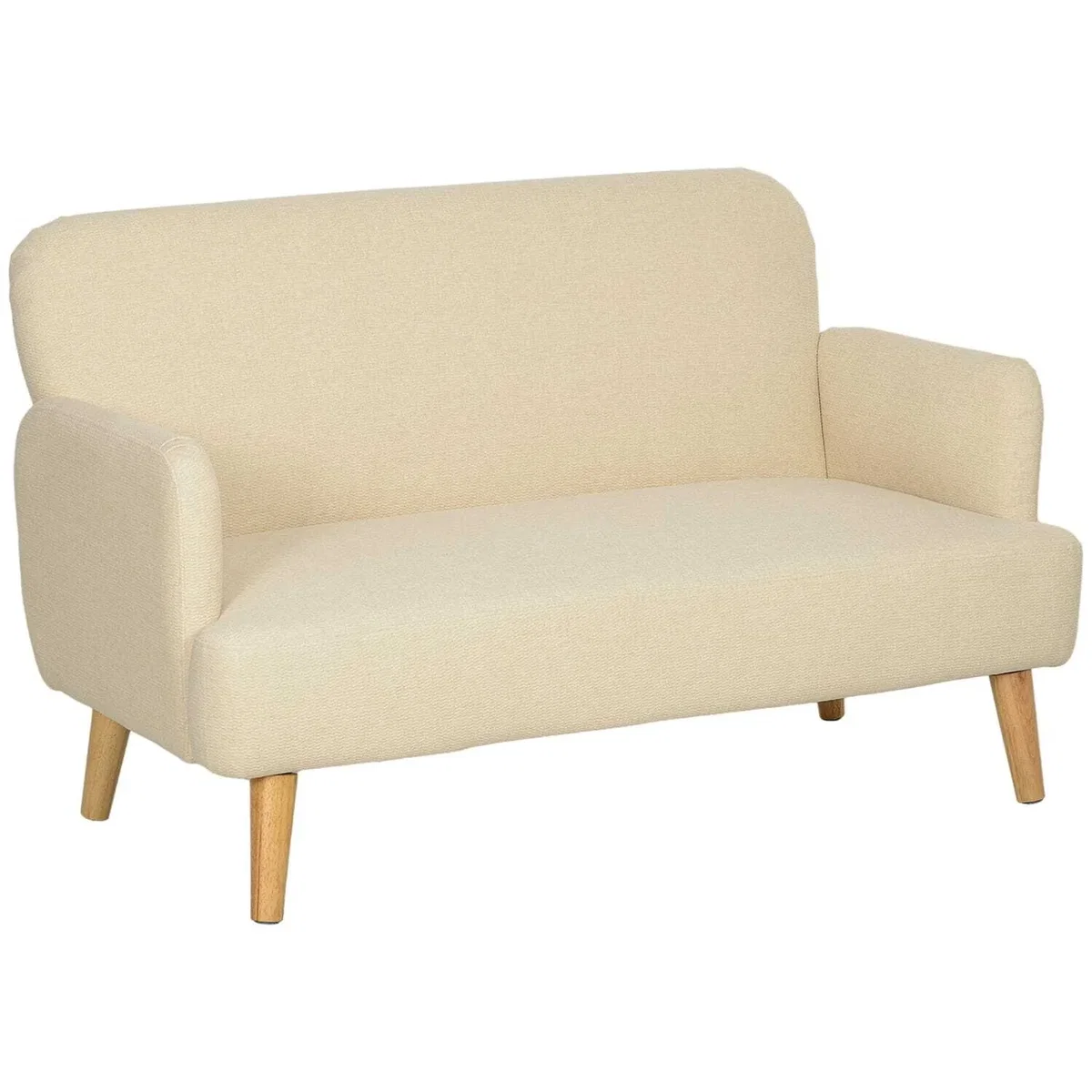 Zipato Velvet Cream Compact 2-Seater Sofa - Extra Thick Padding, Wooden Legs – image 3