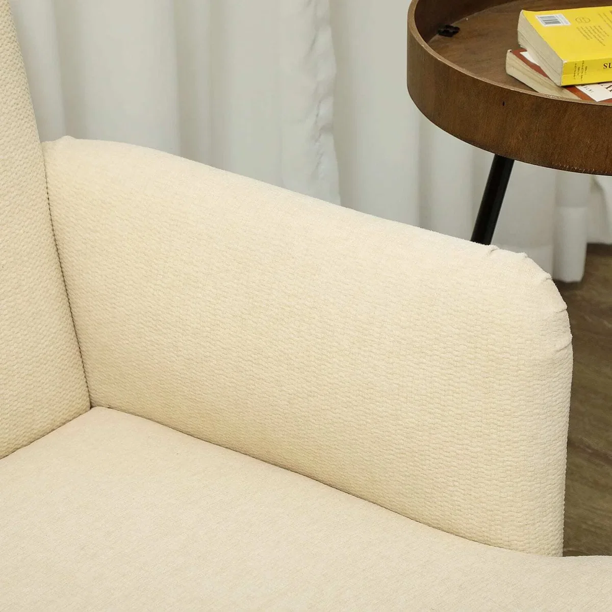 Zipato Velvet Cream Compact 2-Seater Sofa - Extra Thick Padding, Wooden Legs – image 8