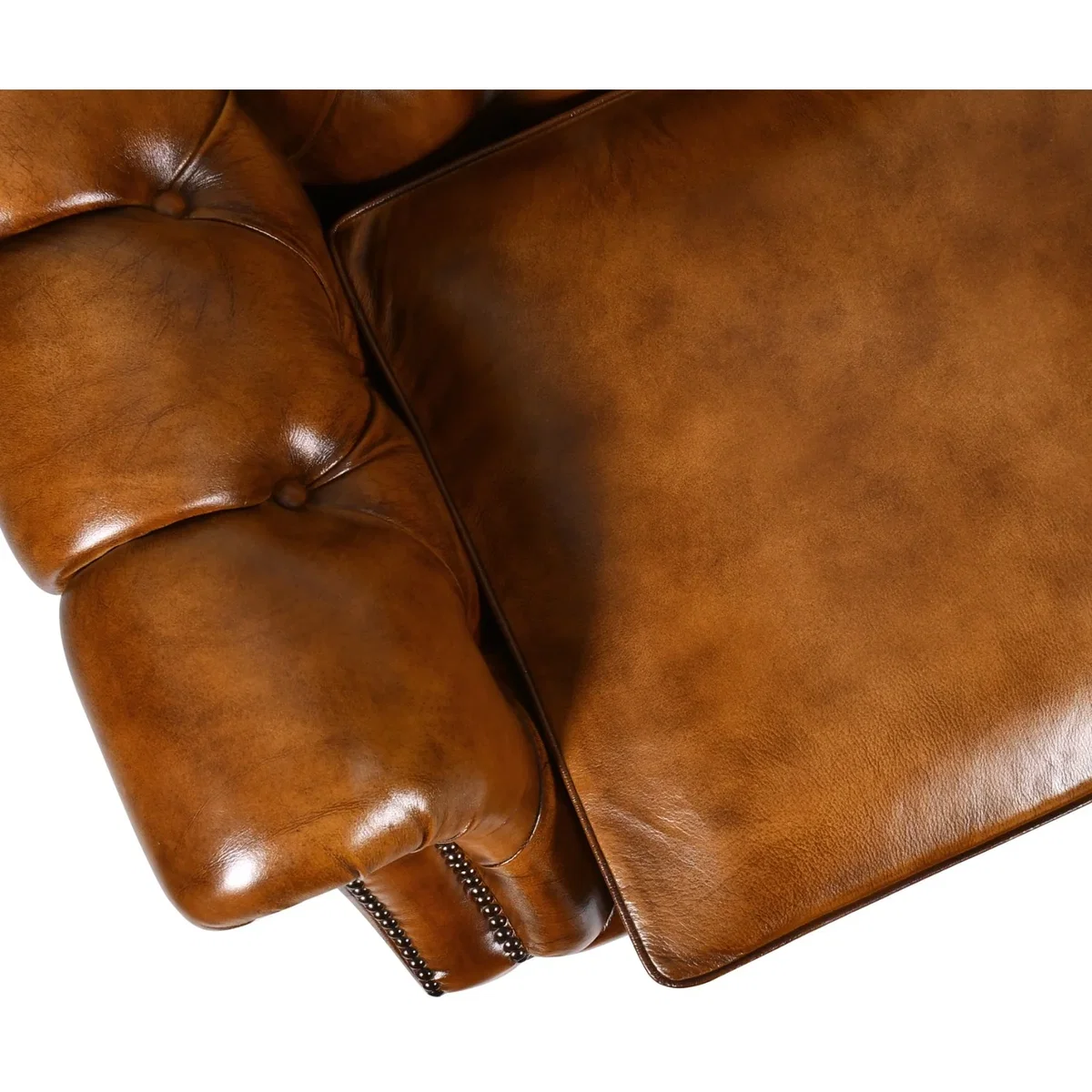 Tan Brown Real Genuine Hide Leather Chesterfield 2 Seater Sofa Solid Hardwood Frame Vintage Leather - Brown – image 7