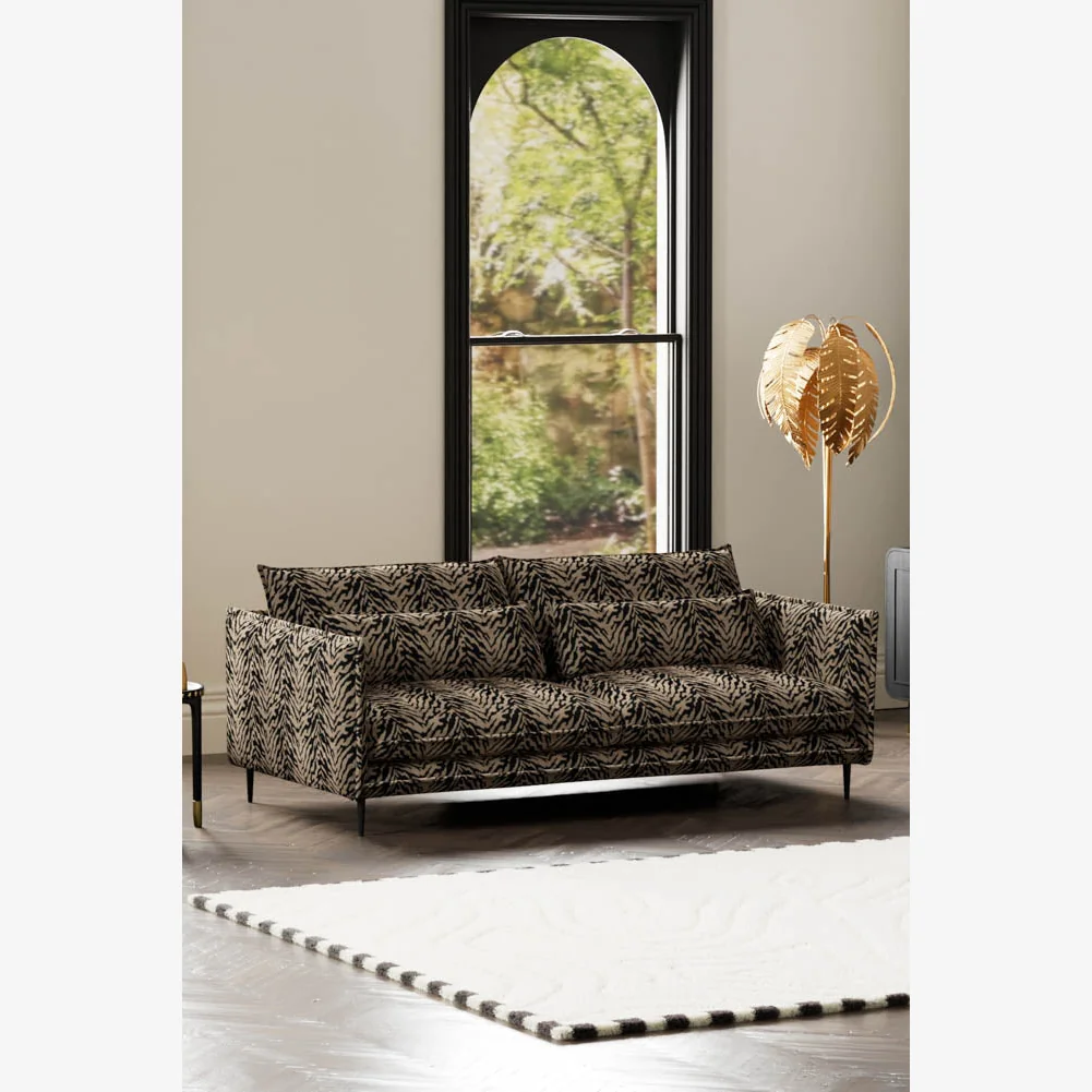 The Lola 4 Seater Sofa in Tiger Print Velvet