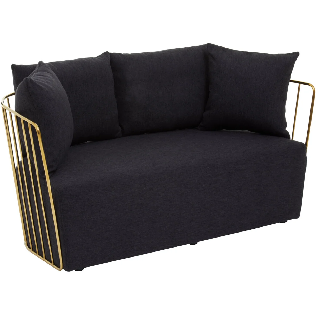 Azalea Two Seat Black Fabric Sofa - Gold – image 2
