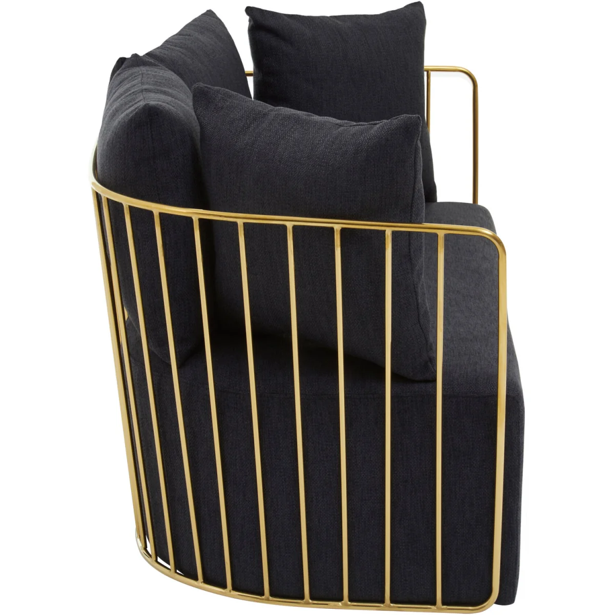 Azalea Two Seat Black Fabric Sofa - Gold – image 3