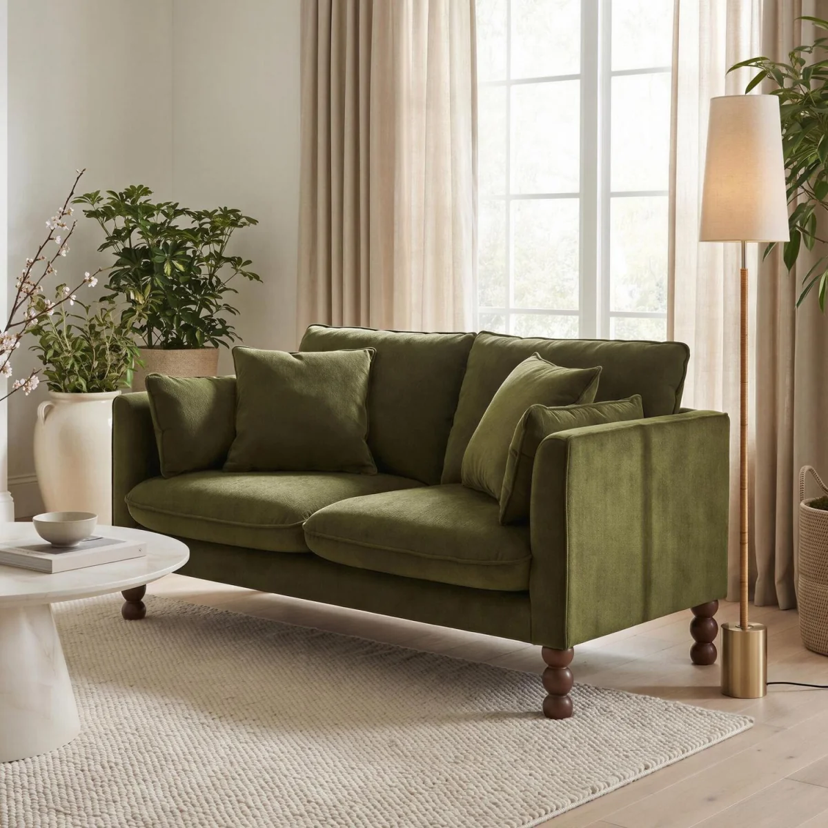 Monroe Chenille Fabric 2 Seater Sofa - Green – image 3