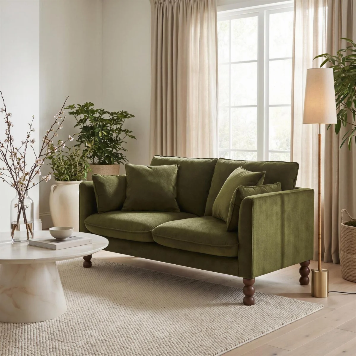Monroe Chenille Fabric 2 Seater Sofa - Green – image 8