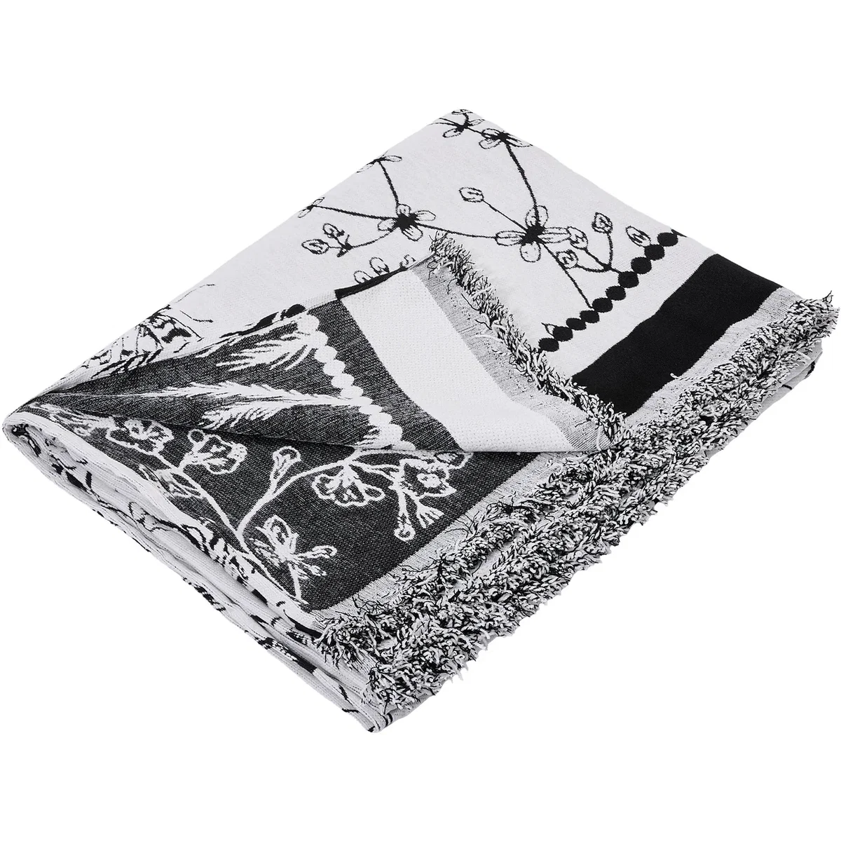 Anti-slip Soft Chenille Couch Cover Sofa Cover - White & Black / 4 Seater Sofa Cover – image 5
