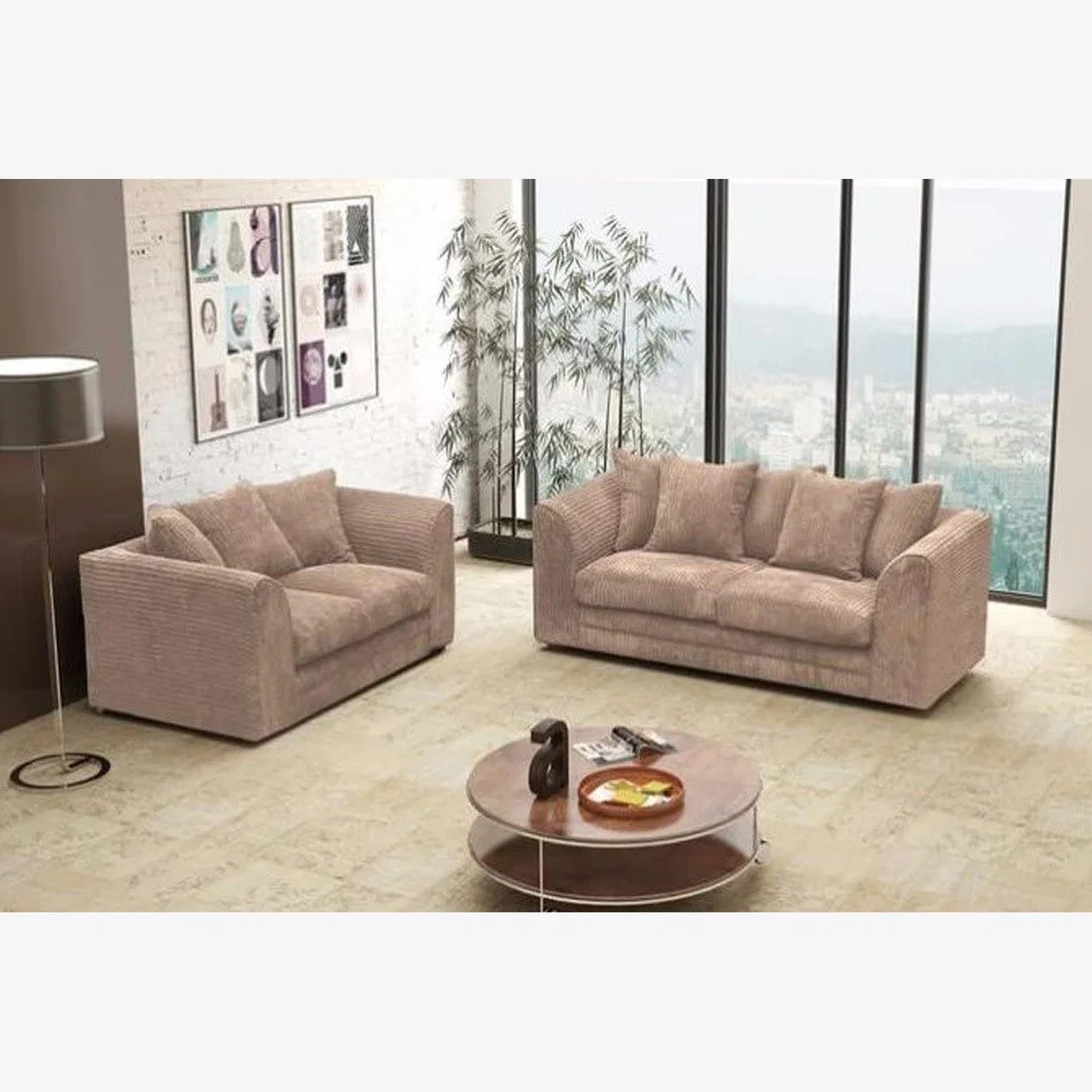 Daly 3 and 2 Seater Sofa Set - Coffee