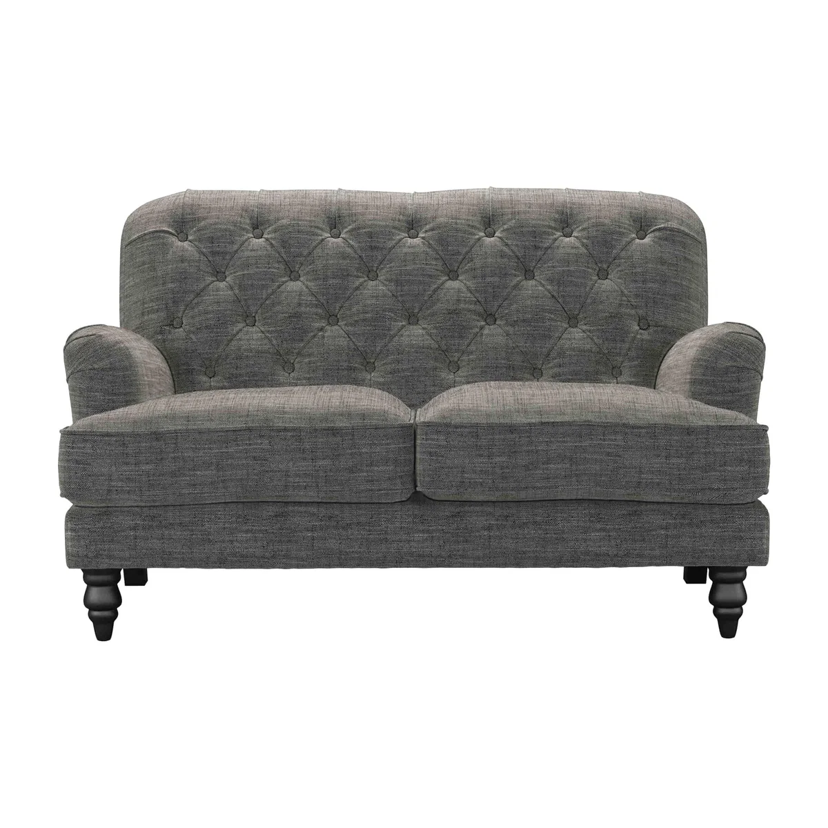 Snowdrop Button Back 2 Seat Sofa in Liquorice Baylee Multi-Tone Viscose Linen – image 1