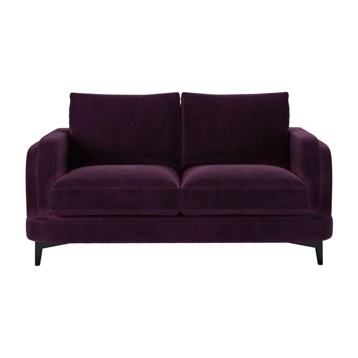 Boston Curved Arm 2 Seat Sofa in Damson Smart Velvet – image 1