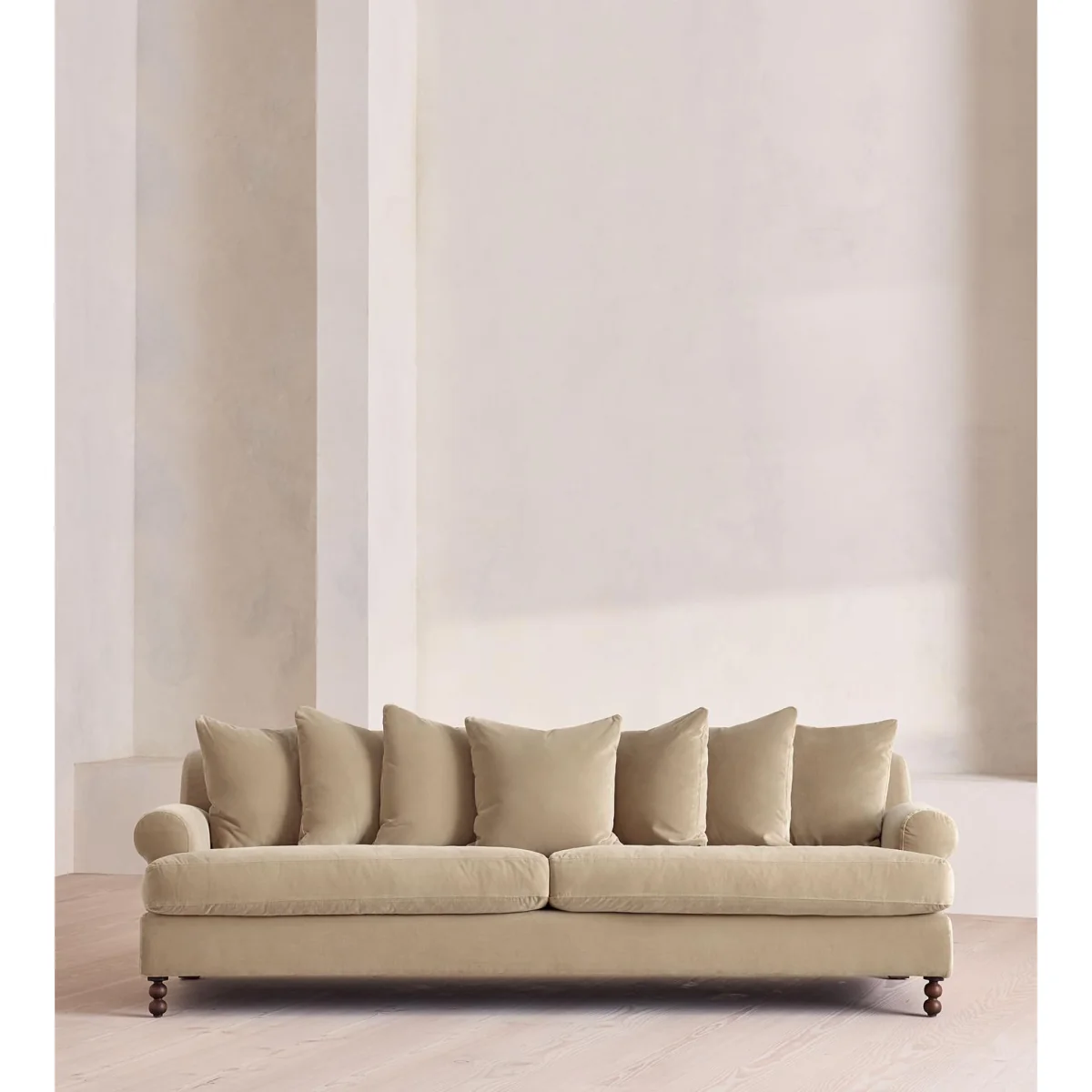 Audrey Four Seater Sofa, Velvet, Oyster, UK – image 2
