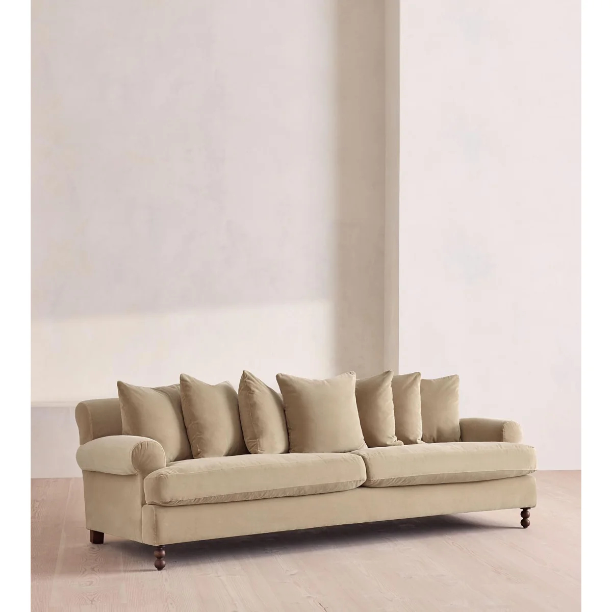 Audrey Four Seater Sofa, Velvet, Oyster, UK – image 3