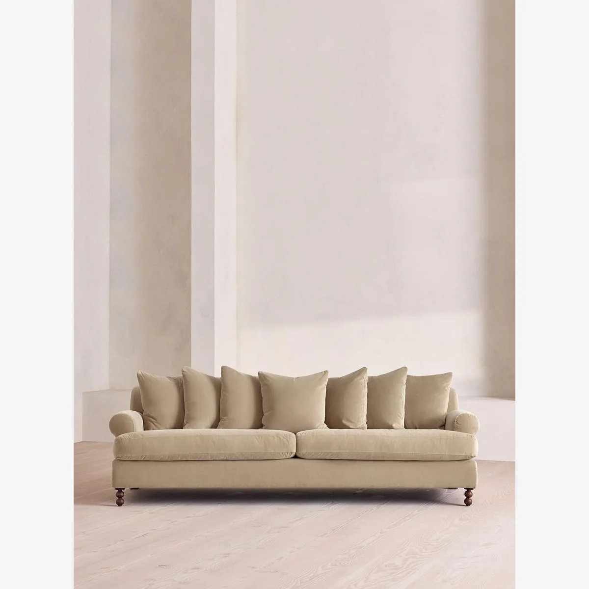 Audrey Four Seater Sofa, Velvet, Oyster, UK – image 1