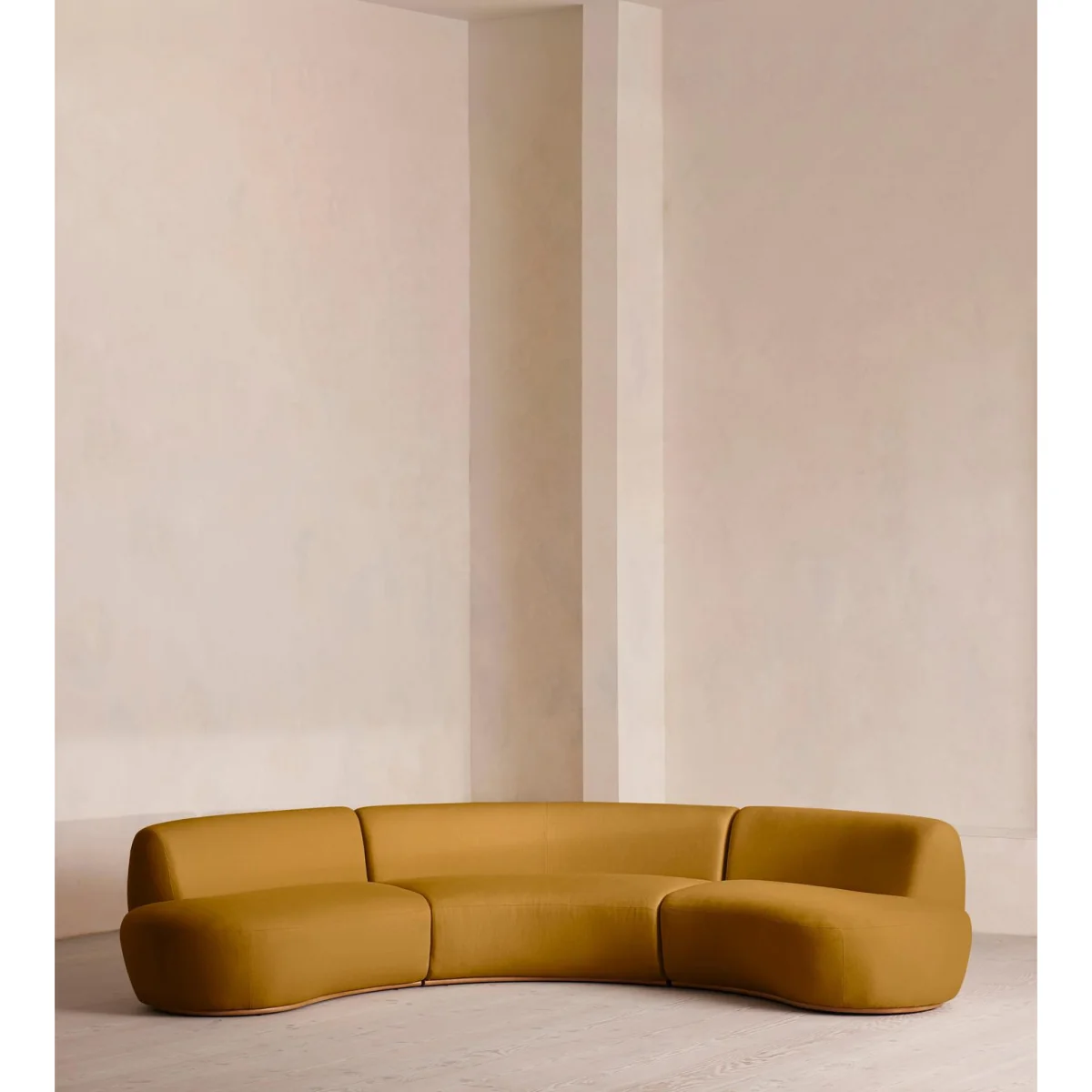 Aline Serpentine Modular Sofa, Six Seater, Linen, Turmeric, UK – image 2