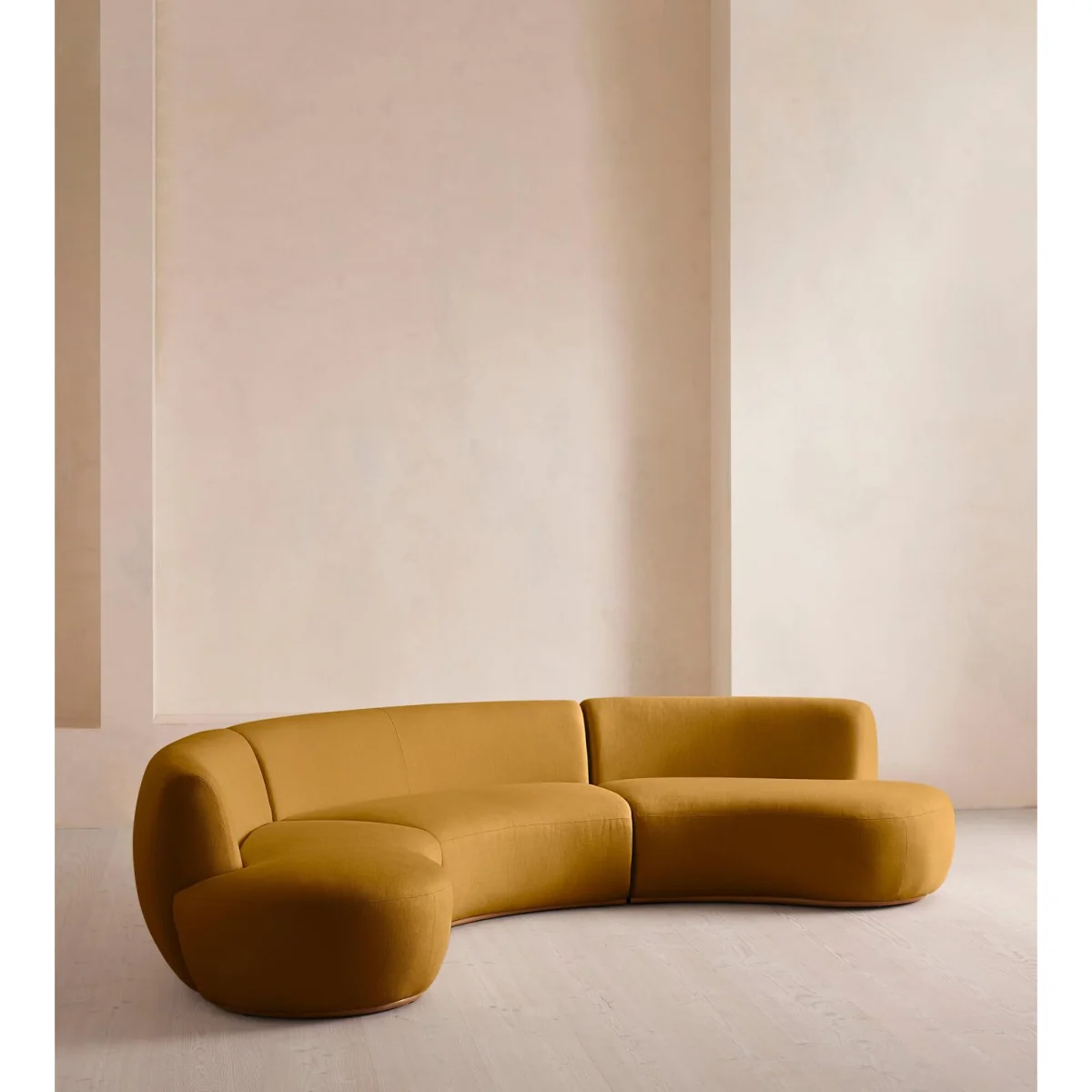 Aline Serpentine Modular Sofa, Six Seater, Linen, Turmeric, UK – image 3
