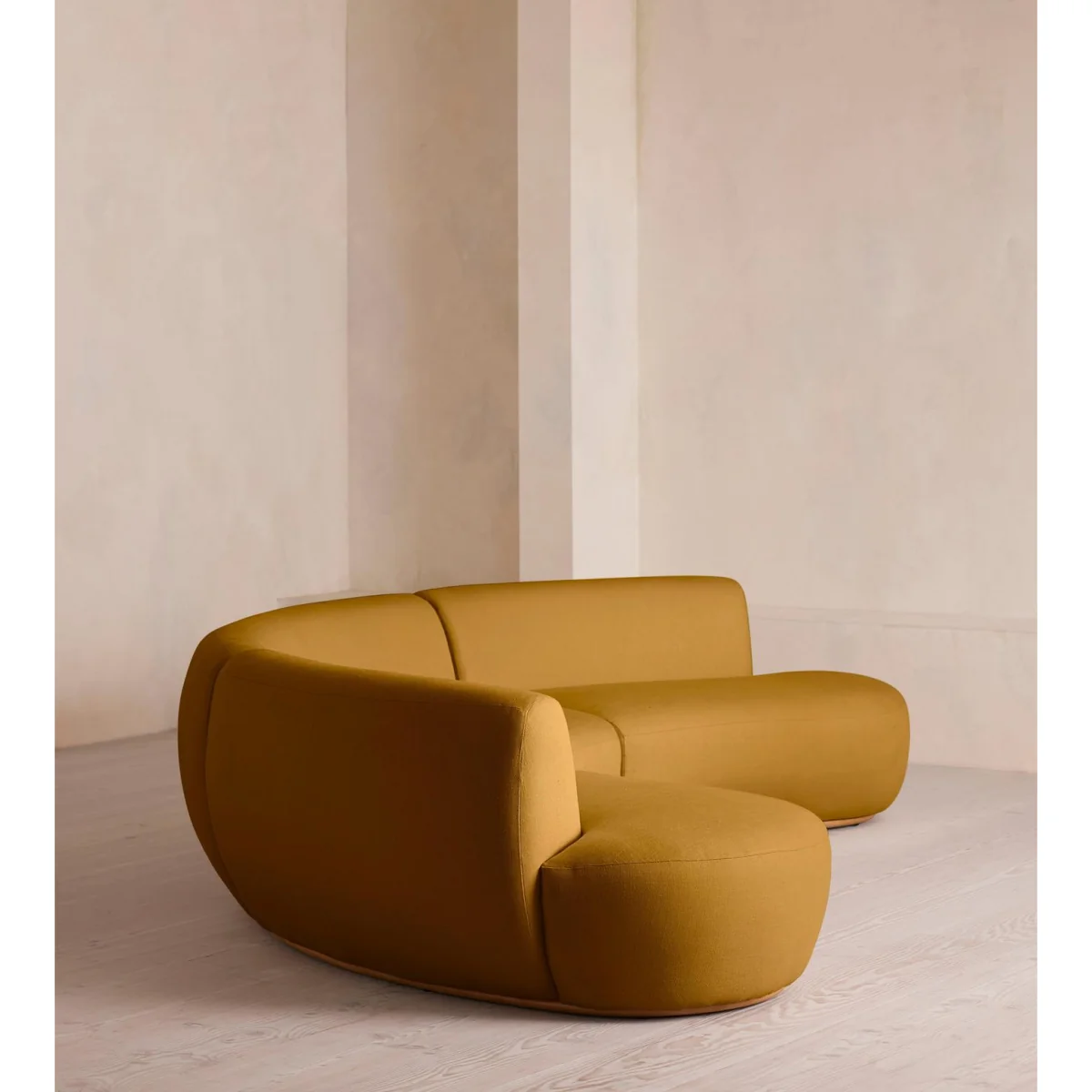 Aline Serpentine Modular Sofa, Six Seater, Linen, Turmeric, UK – image 4
