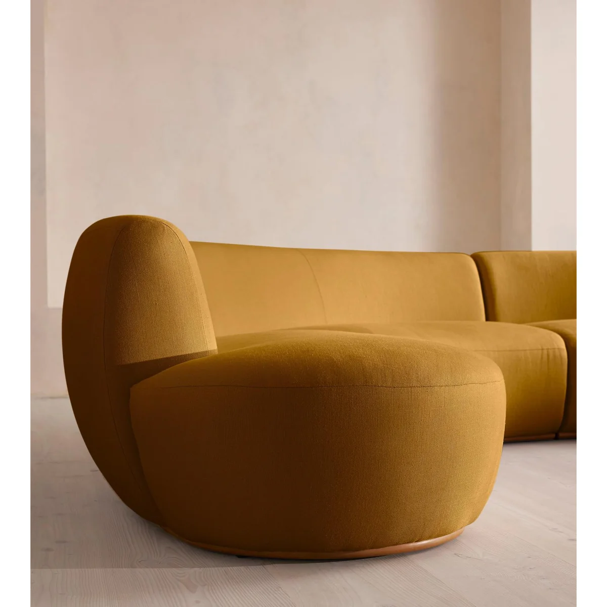 Aline Serpentine Modular Sofa, Six Seater, Linen, Turmeric, UK – image 6