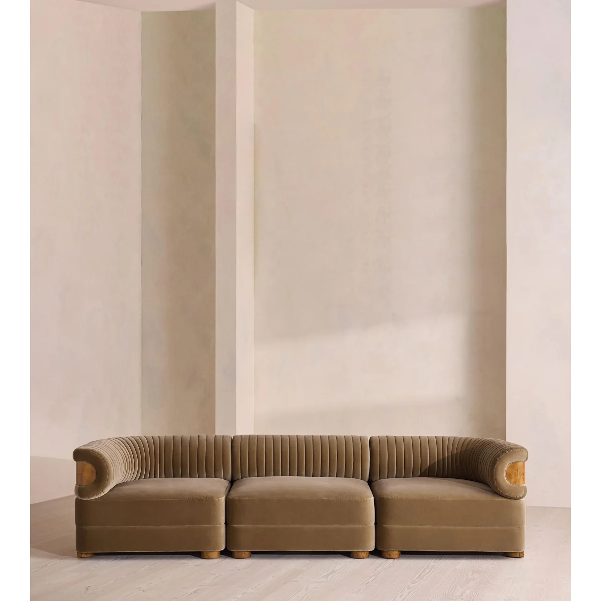 Caleb Modular Sofa, Four Seater, Velvet, Truffle, Dark Burl, UK – image 2