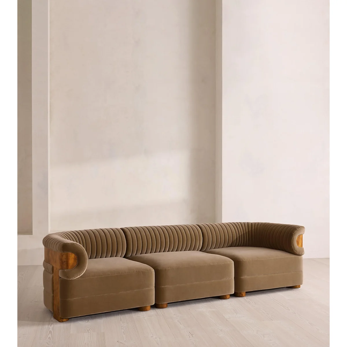 Caleb Modular Sofa, Four Seater, Velvet, Truffle, Dark Burl, UK – image 3