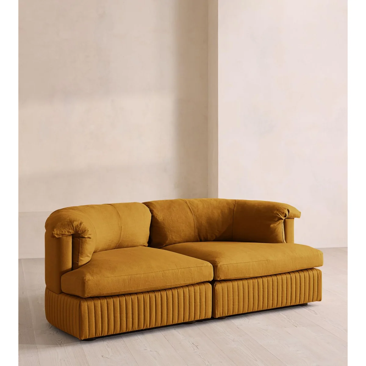Oona Deep Sit Modular Sofa, Three Seater, Linen, Turmeric, UK – image 3