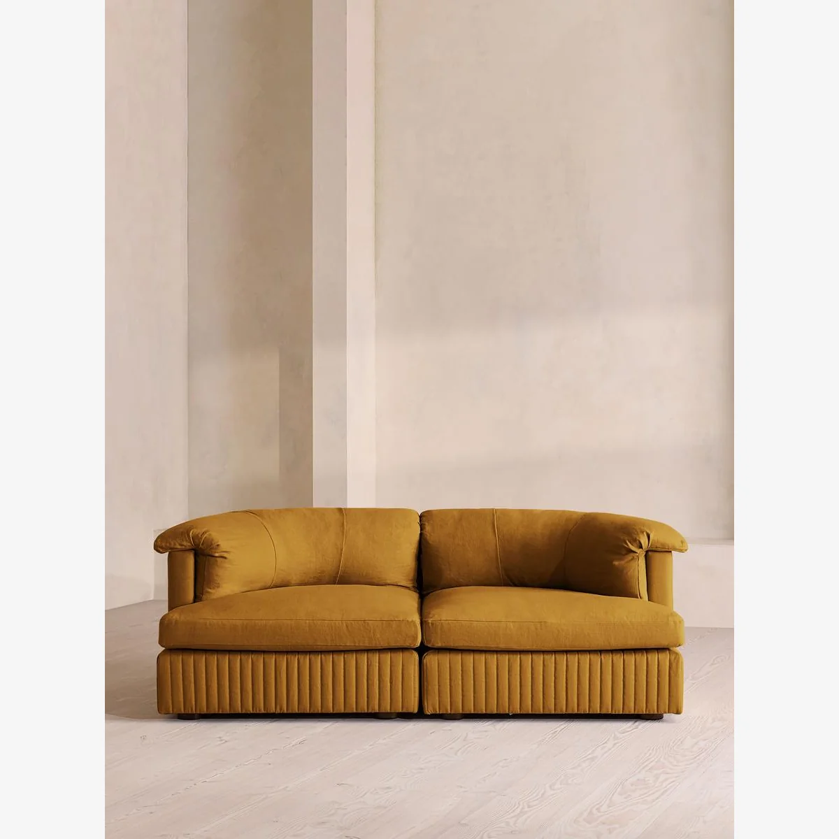 Oona Deep Sit Modular Sofa, Three Seater, Linen, Turmeric, UK – image 1