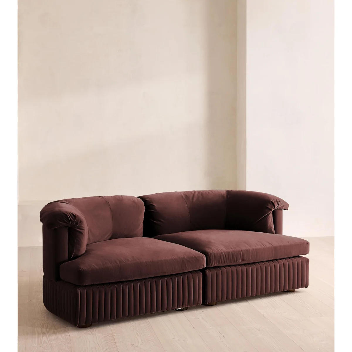 Oona Modular Sofa, Three Seater, Velvet, Aubergine, UK – image 3
