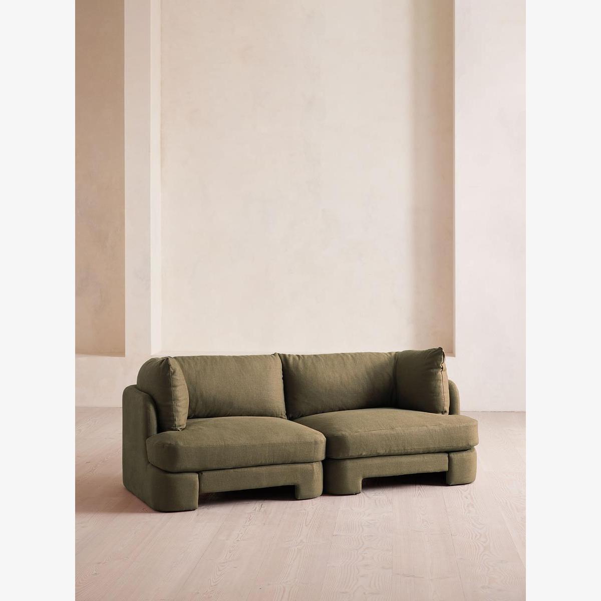Odell Deeper Sit Modular Sofa, Three Seater, Linen, Sage – image 1