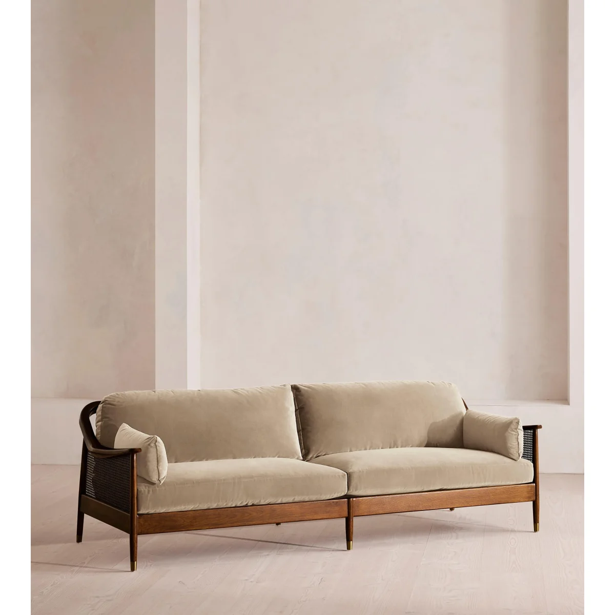 Atlanta Four Seater Sofa, Velvet, Oyster, UK – image 2
