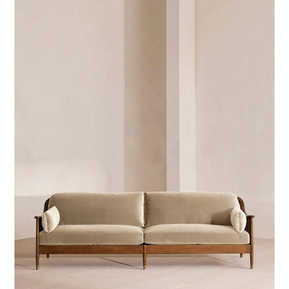 Atlanta Four Seater Sofa, Velvet, Oyster, UK – image 3