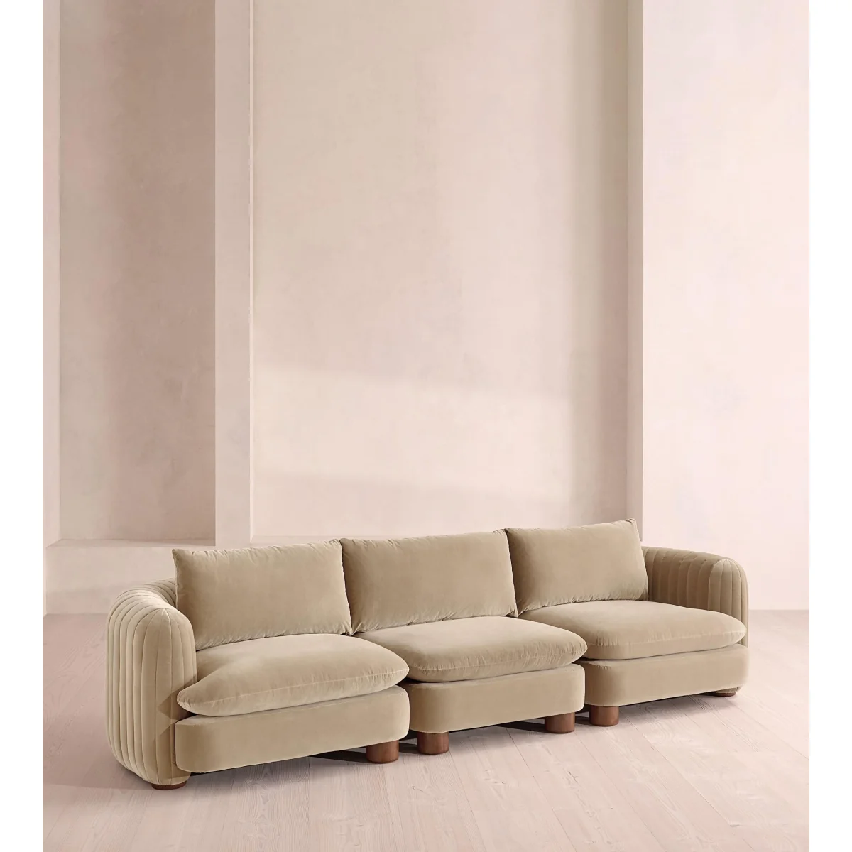 Vivienne Modular Sofa, Four Seater, Velvet, Oyster, UK – image 3
