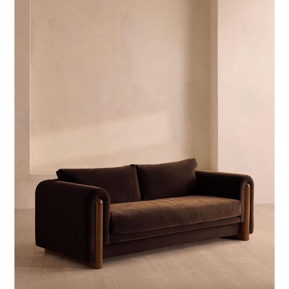 Faarell Three Seater Sofa, Velvet, Chocolate – image 2