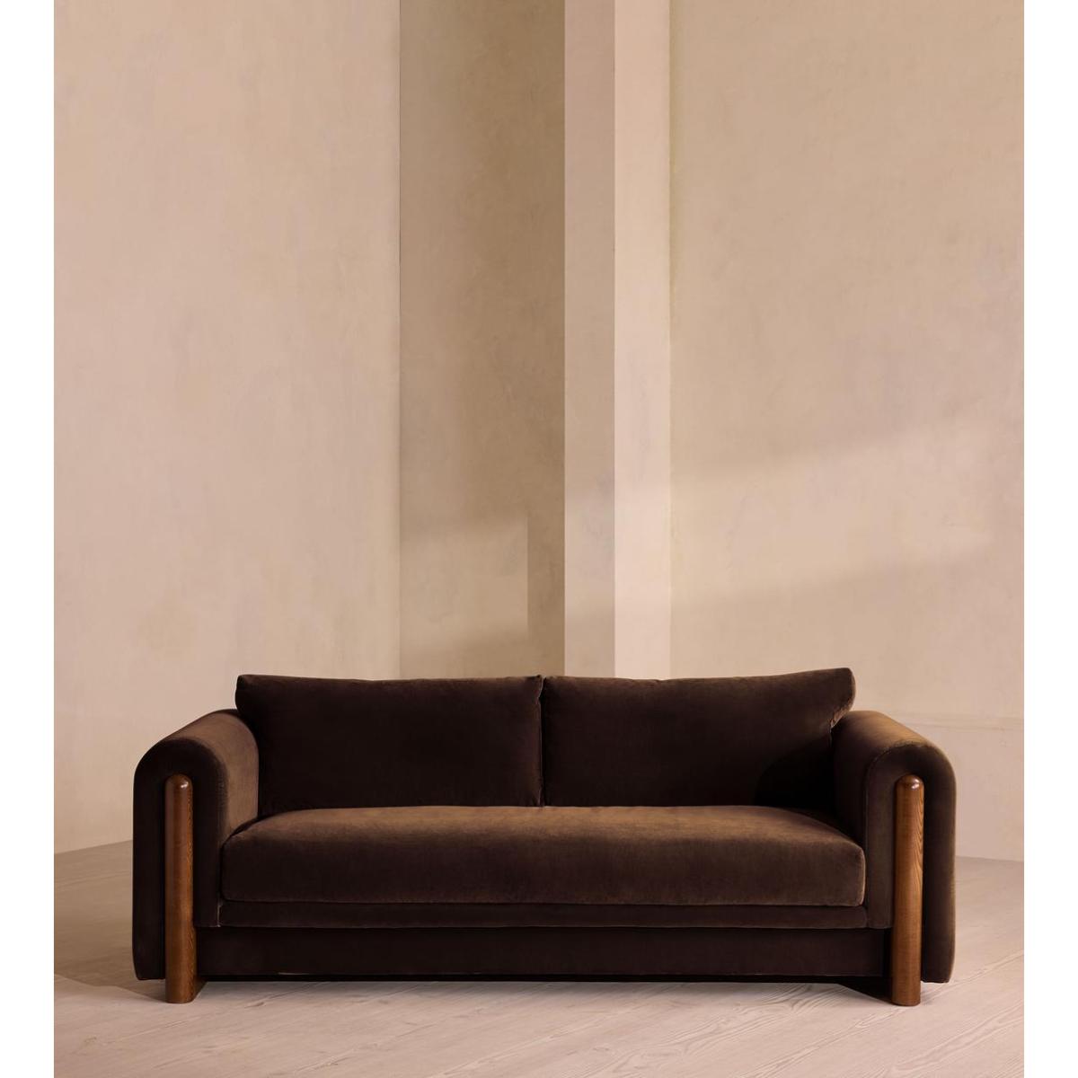 Faarell Three Seater Sofa, Velvet, Chocolate – image 3